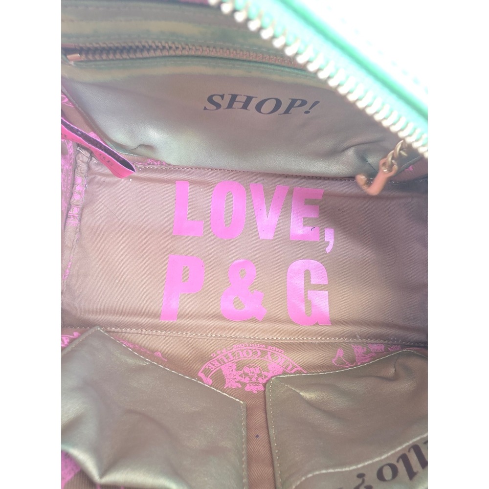 Rare Juicy Couture Vintage Velour Bowler Lime Green Sequin Juicy Angel Y2K bag - Picture 6 of 11